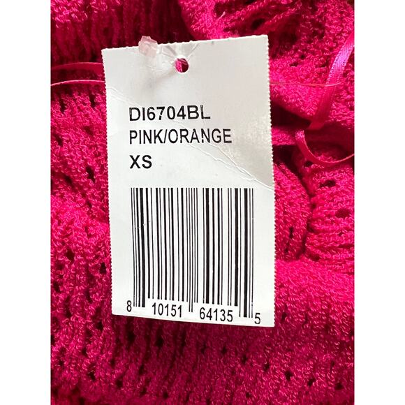 FORE COLLECTION WOMENS SIZE XSMALL OMBRE CROCHET MAXI DRESS PINK ORANGE NEW - Picture 10 of 12